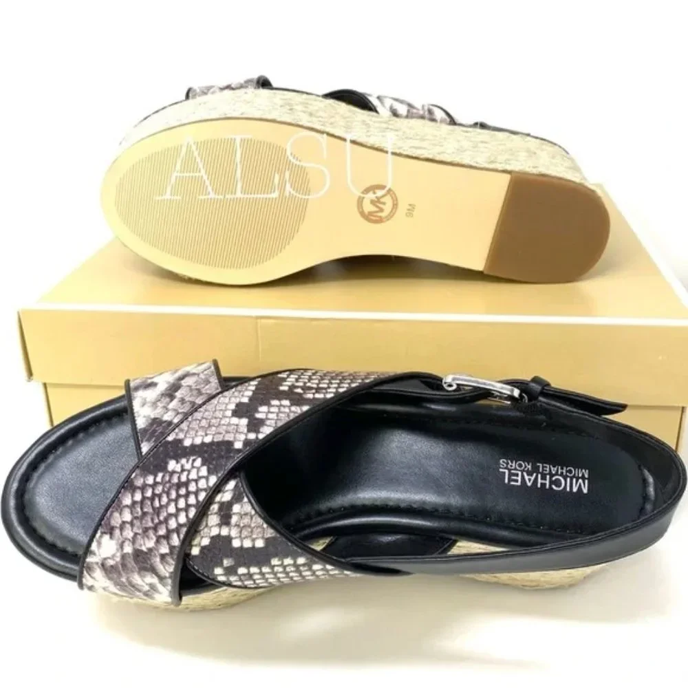 💖MEGA SALE💖Michael Kors Women's Size Sandal Jodi Mid Wedge Leather 40S8JOFS1E - Picture 10 of 15